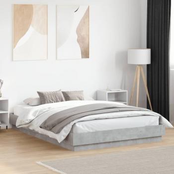 Cama con estructura de hormigón gris y luces LED 120x200 cm