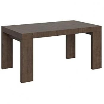 Mesa extensible rectangular 90x160/264 cm Roxell color nogal para 6 a 12 personas
