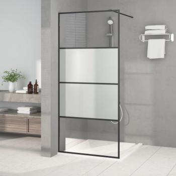 Mampara de ducha vidrio ESG semiesmerilado negro 90x195 cm