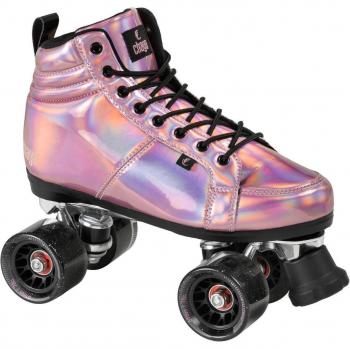 Patines 4 Ruedas Chaya Laser Pink con diseño llamativo, estructura ligera, ruedas de alta calidad, frenos frontales y ajuste de talla