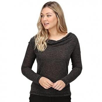 Regatta Frayda Lightweight Wool Look Cowl Neck Long Sleeve Top Polos/Camisetas, Negro, Size: 8 para Mujer