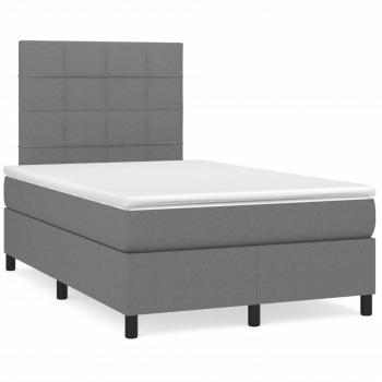 Cama box spring con colchón tela gris oscuro 120x190 cm vidaXL