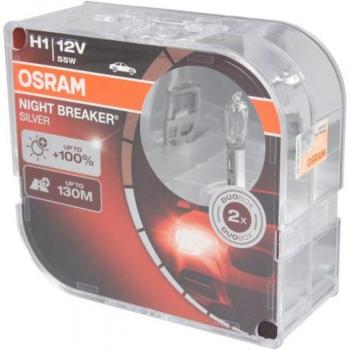 Lámpara incandescente halógena OSRAM H1 Night Breaker Silver 12V/55W, 2 Pieza