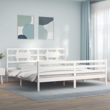 Cabecero de cama Super King Size blanco de madera maciza