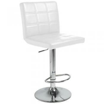 Taburete con respaldo y apoyapies, regulable en altura modelo Pub color blanco – Sedutahome