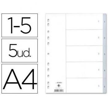 Q-Connect - Separador Numérico Plástico 1 5 Juego De 5 Separadores Din A4 Multitaladro