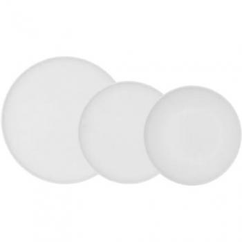 Vajilla de Porcelana Blanca Reforzada Fosil 12 Piezas para 4 Personas - Alta Resistencia y Apta para Microondas