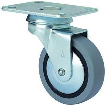 Rueda Giratoria de Goma Gris con Pletina, Modelo 1-0216, Diámetro 40mm para Mueble Auxiliar