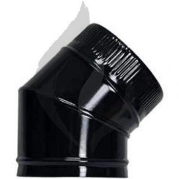 Codo Tubo Estufa Vitrificado Negro 200mm 45º Acero Esmaltable