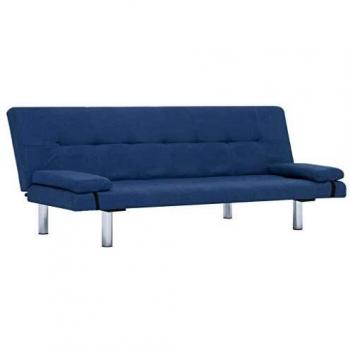 SengentoStyle Slaapbank met twee kussens polyester blauw