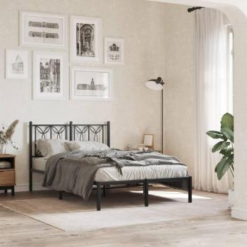 Cama de estructura con cabecero de metal negro 120x200 cm