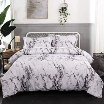 PICTURESQUE 3pcs Juego de Funda Nórdica de Estampado de Mármol Funda de Almohada 220X240cm Gris