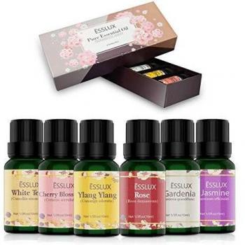 Aceites Esenciales Aromaterapia ESSLUX Flores Aceites Esenciales Para Humidificador Difusor Aromaterapia Top 6 Set 100% Natural Puro