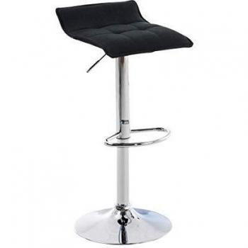 Taburete de Bar Madison Ajustable y Giratorio en Tela Negra con Estructura de Metal