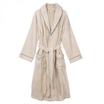 Albornoz liso con ribete y detalle bordado beige Talla S-M Unisex Adulto - Scalpers