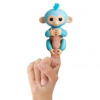 WowWee - Fingerlings Amelia, Monito Interactivo en color turquesa con purpurina