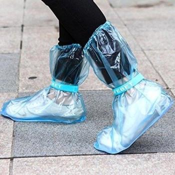 Cubierta de PVC Zapata Antideslizante Impermeable Reutilizable Ajustable Azul Transparente XXL