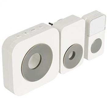Timbre Inalámbrico de ca/cc con 36 Melodías Diferentes en Blanco/Gris Claro