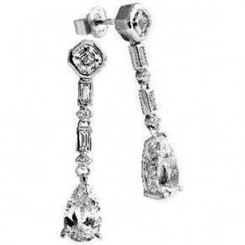 Diamonfire Bridal Linie - Pendientes de plata de ley con circonita