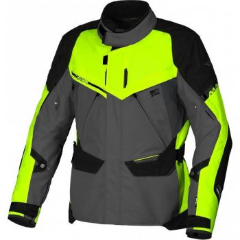 Macna Chaqueta de Moto Mundial Gris-Amarillo, chaqueta textil impermeable para motocicletas, tamaño 3XL