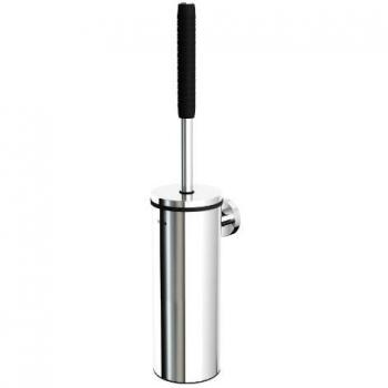 Escobilla de baño Boston Comfort & Safety con soporte de acero inoxidable cromado, 12.6x46.9x12.6 cm, plateada