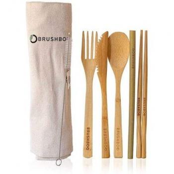 Set de Cubiertos Reutilizables de Bambú 1 unidad - Brushboo