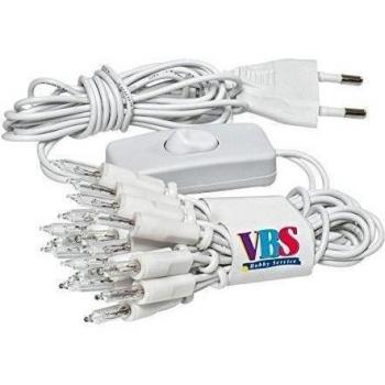 VBS Mini luz cadena blanco con interruptor 1,5 m 15 cm entre cada vela 10/20 velas, 20er, weiß