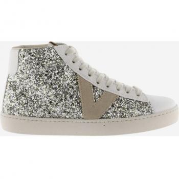 Silver Glitter High-Top Sneakers for Women - Victoria Berlin 1126189
