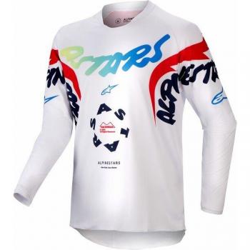 Alpinestars Camiseta de Cross Niño Racer Hana Blanco-Multicolor con diseño juvenil, colores blanco, rojo y azul, talla XL