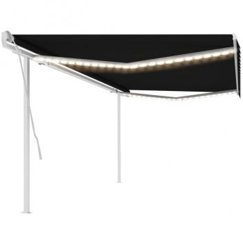 Toldo retráctil manual con luz LED gris antracita 5x3 m