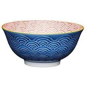 Tazón de Cerámica Azul con Diseño Arqueado - 15,5 cm