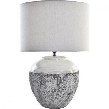 Lámpara de mesa DKD Home Decor Blanco Gris Cerámica Plástico Lienzo 50 W 220 V 42 x 42 x 60 cm