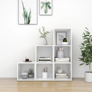 vidaXL Juego de mueble para TV de 3 piezas en madera de ingeniería, color blanco brillante, incluye Mueble de salón, Mueble TV y Mesa de TV