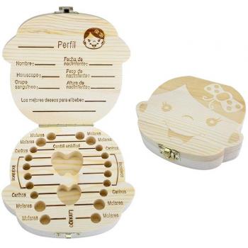 Spanish texto bebé dientes caja, Aitsite save cajas de madera personalizada caja de recuerdos de hoja caduca, personalizar personalizada bebé dientes caja