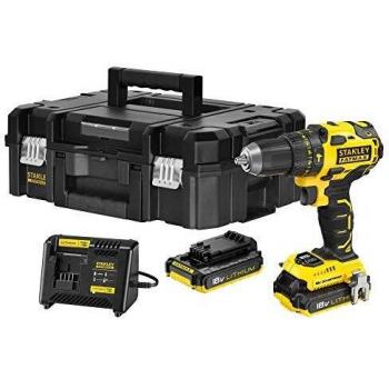 STANLEY FATMAX FMC627D2T-QW - Taladro percutor Brushless 18V, 30.600 ipm, con 2 baterías de litio 2Ah y maletín TSTAK