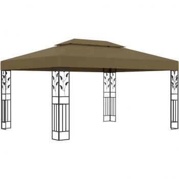 vidaXL Gazebo with Double Roof 3x4 m Taupe 180 g/m²