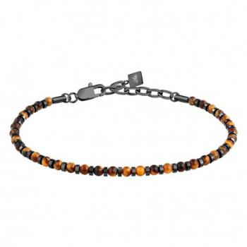Pulsera Morellato para Hombre en Acero, Madera de Arce y Ojos de Tigre - Colección Pietre - S1731