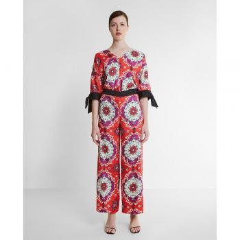 Pantalón fluido estampado geométrico para mujer