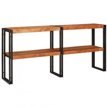 Mesa Consola Marrón 160 x 33 x 75 cm de Madera Maciza de Acacia con Diseño Moderno y Almacenamiento de Dos Estantes