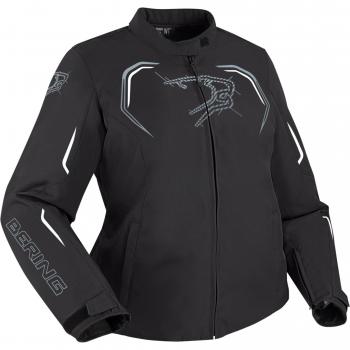 Bering Dundy Queen Size Chaqueta textil impermeable de motocicleta para mujer - Negro Blanco