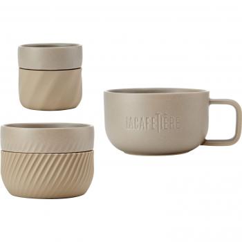Juego de Tazas Familiares La Cafetiere 3pc - 380ml, 200ml y 100ml - Almendra