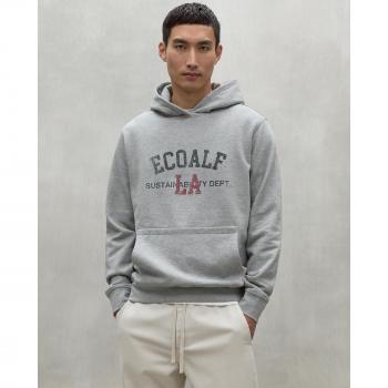 Ecoalf Men's Sustainable Hoodie with Kangaroo Pocket in Venice Grey Melange, Size L