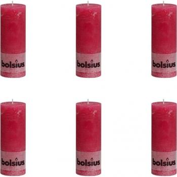 Bolsius Vela del Pilar Rústica 190 x 68 mm 6 Piezas Fucsia