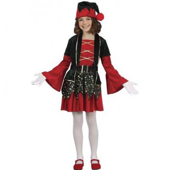 Disfraz de Elfa Rojo y Verde Oscuro para niña