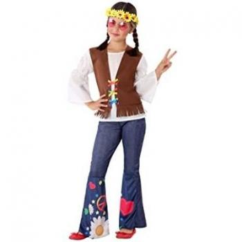 Disfraz Hippie Infantil para Niña - Vestido de Poliéster Multicolor 5-6 Años