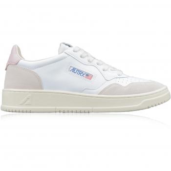 Autry Women's White Leather Round Toe Sneakers, EU Sizes 34-50 (US Size 10) Classic Low Top