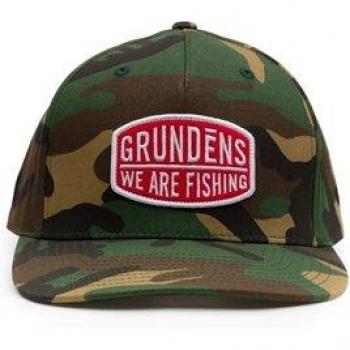 Grundens We Are Fishing Trucker Camo Hat - One Size - Perfect for Outdoor Adventures