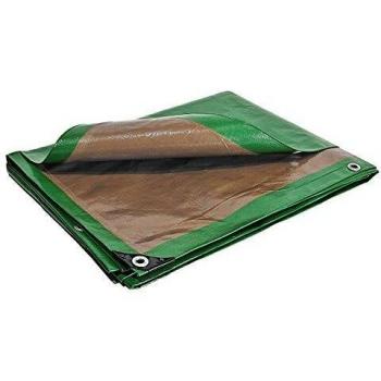 Lona de Protección Impermeable 8x12 m Tecplast HQ250MU - Verde y Marrón - Alta Resistencia Anti UV