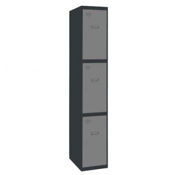 Taquilla Vestuario Metálica SimonRack, 3 Puertas, Incluye Llave, Dimensiones 1800x400x500 mm, Color Antracita/Gris