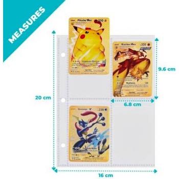 Fundas para Cartas Coleccionables compatible con cartas Pokemon Magic 50 Páginas, 400 Bolsillos para Cartas Coleccionables, Hojas de recambio para Álbum o Carpetas de Anillas A5